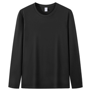 Wholesale Men's Long Sleeve <b>Plain</b> <b>White</b> Cotton T-Shirt O-Neck Long Sleeve Casual Jersey Knit Breathable Solid Color Blank <b>Tee</b> - Product Image 1