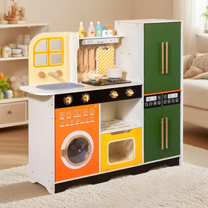 Juego <span class=keywords><strong>de</strong></span> Cocina <span class=keywords><strong>de</strong></span> Madera para Niños, Juego <span class=keywords><strong>de</strong></span> Imitación Montessori, Juego <span class=keywords><strong>de</strong></span> Cocina Multifuncional, Refrigerador <span class=keywords><strong>de</strong></span> Juguete, Lavadora, Estufa, Fregadero - Product Image 3