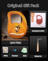 2023 High Quality Beautiful Pattern OEM Stringed Instrument Fir Wood 16 Strings Classic Lyre Harp Elegant Designing