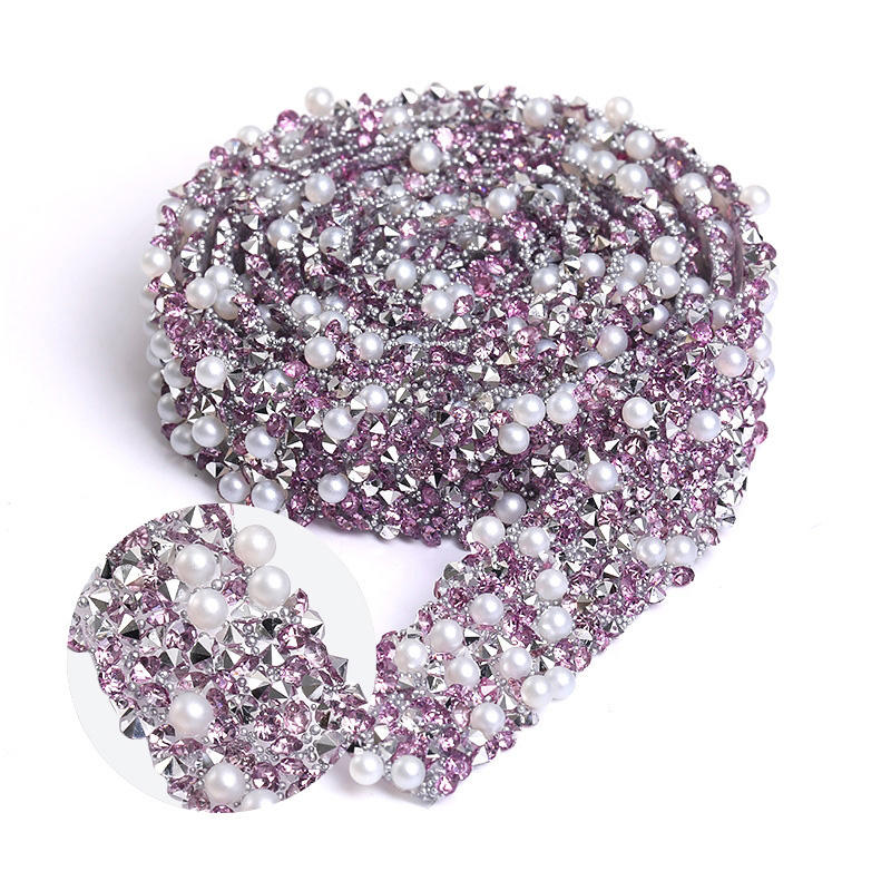 03 Strass Cristal Violet + Strass Or Blanc + Perles