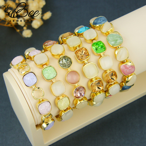 Pulsera de Lujo de Latón con Cristales y Oro de 14k, Cadena de Mano Bohemia de Esmalte de Colores, Joyería de Declaración para Fiesta de Mujer, Estilo Europeo y Americano - Product Image 1