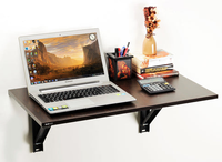 Table d'étude moderne en bois marron convertible Bureau à ourlet pour la maison ou le bureau Meubles modulaires