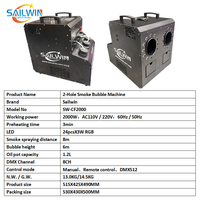 Máquina de Humo con Burbujas LED RGB de 2000W Sailwin DJ Light, DMX512, Efectos Especiales para Escenarios, con Control Remoto