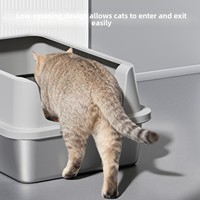 Bac à litière pour chat semi-fermé extra-large de 60 cm en acier inoxydable, design anti-éclaboussures, bords hauts, fournitures pour animaux de compagnie en gros