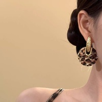 Boucles d'oreilles créoles métalliques tendance pour femme, motif léopard, en acétate, style vintage, bijoux d'oreille de haute qualité