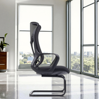 Chaise de bureau d'étude à domicile en tissu moderne bon marché avec accoudoir fixe Design ergonomique noir pour les réunions