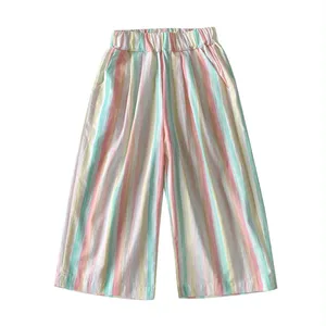 Pantaloni casual per ragazze a righe colorate per le vacanze in spiaggia nuovi pantaloni larghi larghi stile estivo