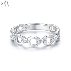 Anillo Apilable de Cadena Minimalista con Diamantes Naturales en Oro Sólido de 18K, Venta al Por Mayor, Colores Variados, Fabricante Popular - Product Image 3
