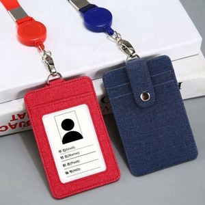 Nouveau porte-badge magnétique en cuir PU avec cordon et porte-cartes de visite/crédit intégré - Product Image 4