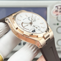 Montre mécanique populaire pour homme, chronographe, réserve de marche, phase de lune, index lumineux, étanche, boîtier en acier inoxydable
