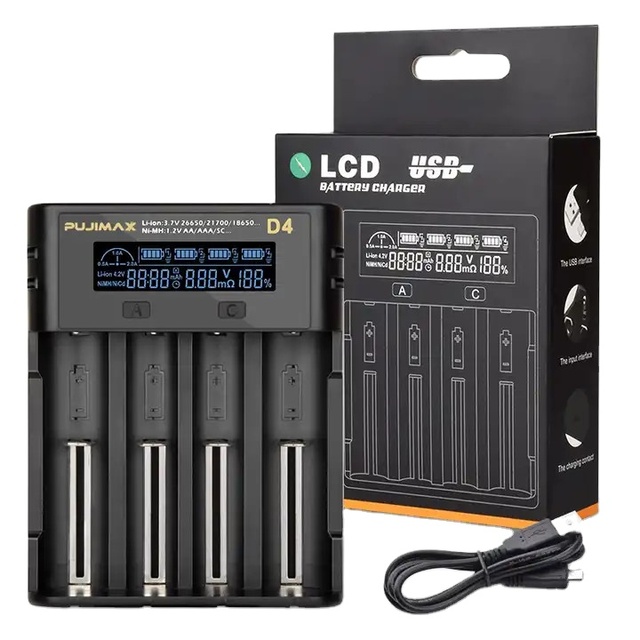 Suitable For 26650 21700 18350 17500 14500 RCR123A NiMH NiCd AAA AA LCD Screen Can Display Capacity lithium battery charger