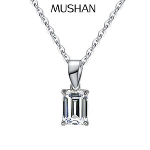 Collier pendentif rectangulaire en argent sterling S925 avec diamant Moissanite, luxe léger et haut de gamme, fabriqué par MUSHAN Jewelry Factory - Product Image 1