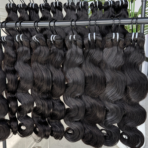 Wavy <b>Body</b> <b>Wave</b> Human Hair Bundles Natural Black Soft Hair Double Weft Thick Full Hair Extensions For Professional Salon Use - Product Image 3