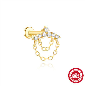 YW all'ingrosso anello a dorso piatto <span class=keywords><strong>trago</strong></span> <span class=keywords><strong>Piercing</strong></span> orecchini 925 in <span class=keywords><strong>argento</strong></span> Sterling borchia 18K placcato oro <span class=keywords><strong>Piercing</strong></span> per il corpo gioielli - Product Image 4
