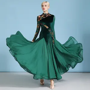 ملابس نسائية عالية الجودة لحفلات الرقص للسيدات باللون الأسود والأخضر الداكن