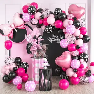 Phim hoạt hình xuyên biên giới Rose Minnie Balloon Set Bow Love Balloon Girl trang trí tiệc sinh nhật