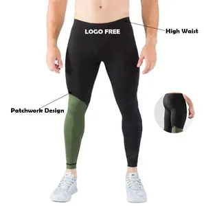 Ademende Vierweg Stretch Fitness Compressie Legging Panty Custom Color Contrast Heren Compressie Broek