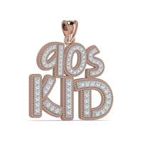 Pendentif personnalisé en moissanite certifiée GRA, taille brillant, lettres KID style années 90, style hip-hop glacé, bijoux unisexe pour enfants en argent 925