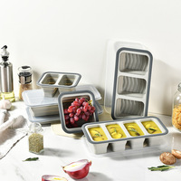 Opvouwbare luchtdichte siliconen lunchbox met compartimenten, klikdeksel, lekbestendig, geschikt voor vriezer en magnetron, ruimtebesparend, bento