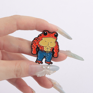 Pin Enamel kodok Buff kartun bros hewan berotot lucu perhiasan hadiah untuk Gym latihan teman grosir - Product Image 4