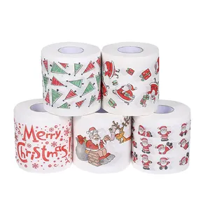 2ply Whosale White Soft Skin-Friendly Custom Christmas Pattern Toilet Roll Printed Merry Christmas Toilet Paper