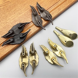 Popular Zinc Alloy Modern Bronze Bright Silver <b>Black</b> Leaves Symmetrical Cabinet Door Drawer Handle Lightweight - Product Image 6
