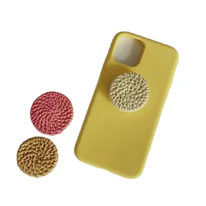 Unique design handmade rattan phone grip