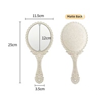 Miroir de poche vintage en paille de blé naturelle, motif crème de style européen, miroir de maquillage haute définition