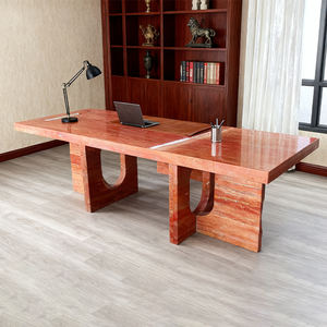 厂家批发天然大理石石灰石家具餐厅红色石灰石茶几 - Product Image 1