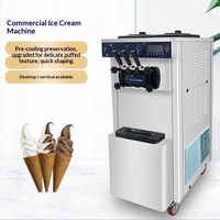 Machine à glace molle commerciale en acier inoxydable SEMIKRON avec fonction de gonflage pour les salons de thé et les boutiques de desserts, conception verticale de comptoir
