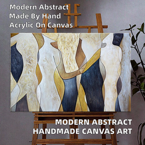 Peinture murale abstraite sur toile 100 % faite à la main, style nature morte moderne de luxe, pour salon, décoration intérieure, peinture acrylique haut de gamme - Product Image 2