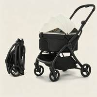 Poussette pliable et réglable à 4 roues pour animaux de compagnie, chariot de voyage extérieur pour chiens de taille moyenne, avec frein double à une seule commande, transporteur pour animaux
