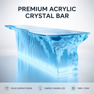 Comptoir de bar en cristal translucide sur mesure de luxe, rétroéclairé par LED, en résine acrylique transparente, îlot de cuisine <span class=keywords><strong>pour</strong></span> hôtel, maison, villa - Product Image 4
