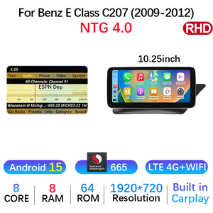 Autoradio Android 15 con Navigazione per <span class=keywords><strong>Mercedes</strong></span> Benz Classe E Coupé C207 A207 W207 2009-2016 RHD, Lettore Multimediale Stereo con Carplay - Product Image 2