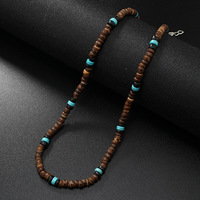 Nouveau Collier Bohème Vintage Hawaïen pour Homme, Perles, Été, Surf, Noix de Coco, Turquoise