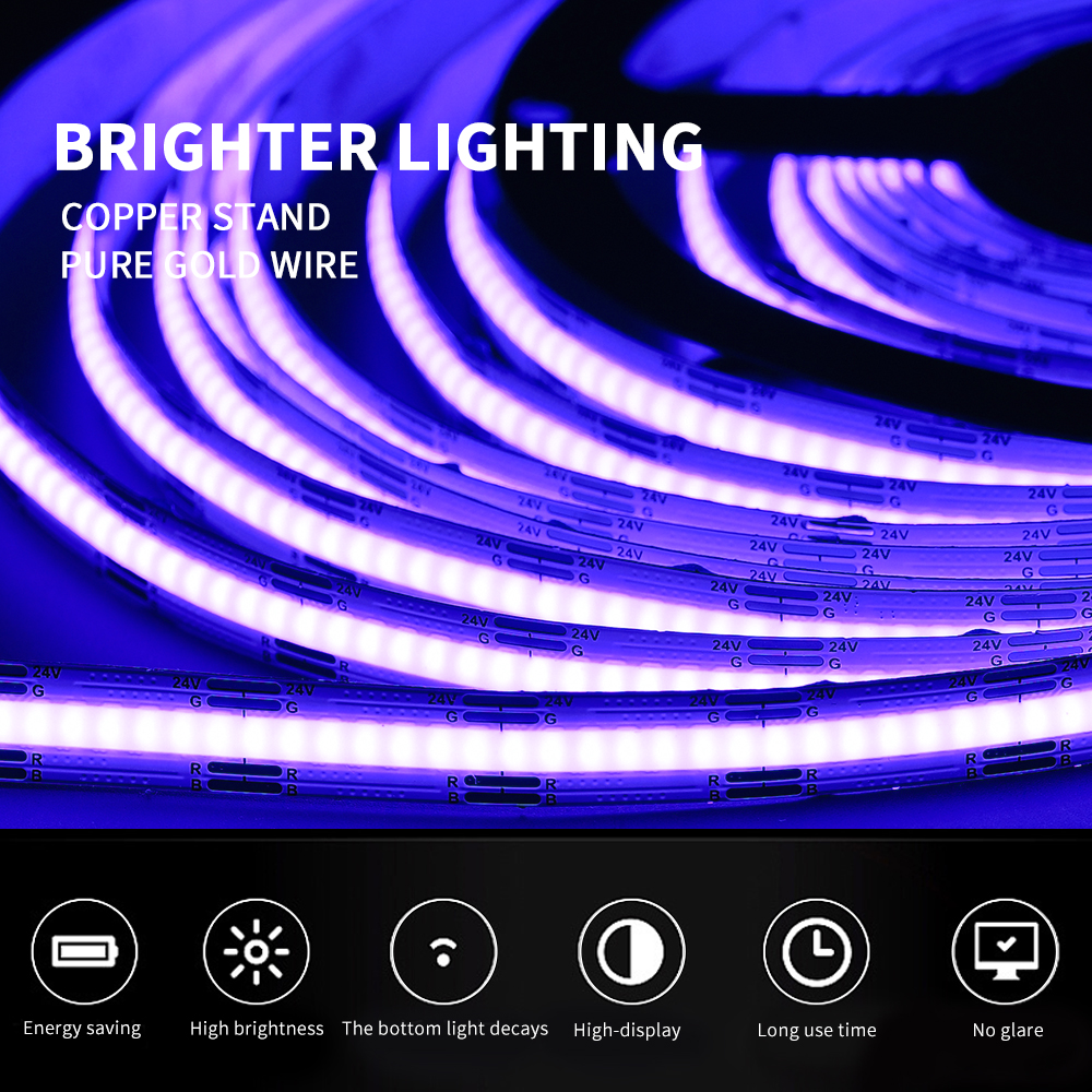 Waterproof IP20/67 COB Strip DC12v 24V Outdoor Building Light COB LED Strip Flexible RGB 18W