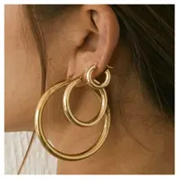 Hoop Earrings 100% Tarnish Free Stainless Steel Gold Plated Different Sizes Hoop Earrings For Women