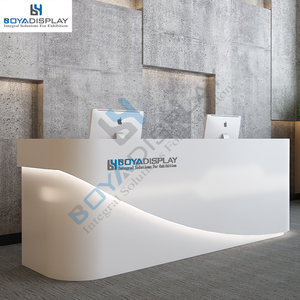 Nhà Máy Giá Tùy Chỉnh Kích Thước Bằng Gỗ Salon Trắng Bàn Tiếp Tân Bàn Văn Phòng Với Ngăn Kéo - Product Image 4