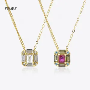 FUAMAY Waterproof Jewelry Necklace 925 Sterling Silver Gold Plated Necklace 18k Gold Charm Necklace Cadena De Plata 925