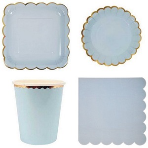 Decoration Paper Plate <b>Set</b> <b>Square</b> Shape Hot Stamping Lace Disposable Party Supplies Tableware - Product Image 4