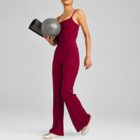 Ensemble de sport et yoga personnalisé avec logo – Sensation seconde peau, anti-humidité – Débardeur et pantalon évasé – Ensemble 2 pièces pour l'exercice et la gym