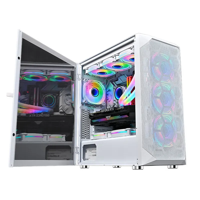 ZeroMaster White Full-Tower RGB Gaming Computer Case E-ATX/ATX/Micro-ATX Compatible with 10 Fans for PC Gamers