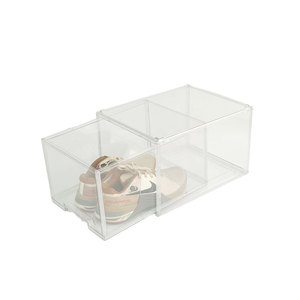 Factory Wholesale Multipurpose Dustproof Shoe Organizer Plastic Clear Stackable Drawer Shoe Storage Box