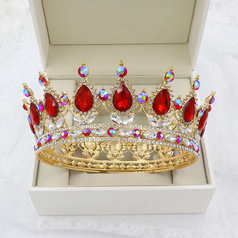 Vintage Baroque Queen King Bride Tiara Crown For Women Headdress Prom Bridal Wedding Tiaras and Crowns