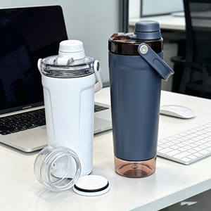 Botella Mezcladora de Acero Inoxidable de Doble Pared de 600 ml para Proteína de Suero con Contenedor para Polvo y Asa de Transporte Fácil - Product Image 6