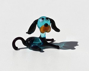 Glass Dog Figurine Blue Black Mini Animal Decor Tabletop Vase <b>Desk</b> Accessory Contemporary Design Single Piece - Product Image 5