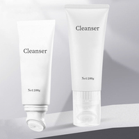 Tube de nettoyant pour le visage de 120 ml avec applicateur de massage à tête de brosse en silicone, emballage de tube cosmétique