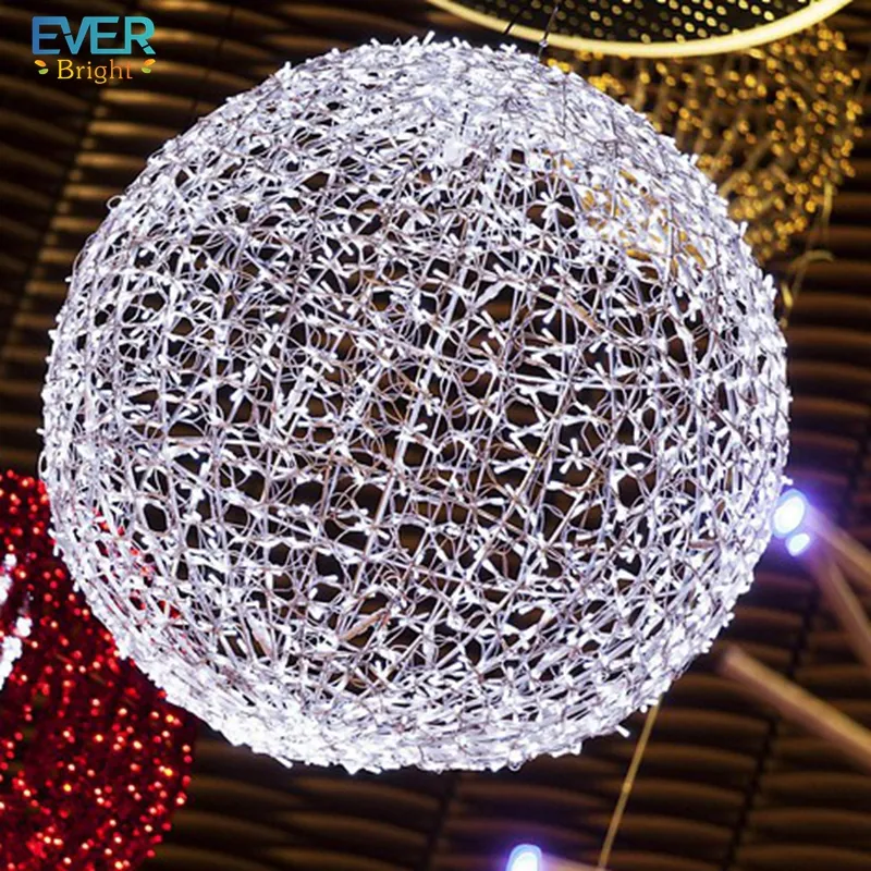 3D katlanabilir Metal küre demir çerçeve Motif dekor peri açık asılı ışık topları noel LED Motif