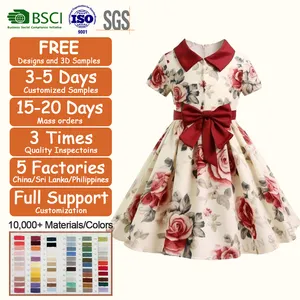 Dress For Kids Children 1-6 Years Old Baby Clothing Short Sleeve Formal Party Princess Cute Floral Girls' Dresses