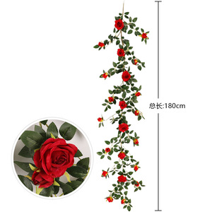 Guirnalda de Rosas Artificiales Qihao, Color Rojo, Alta Simulación, Decoraciones para Bodas, Guirnalda de Flores Planas - Product Image 5